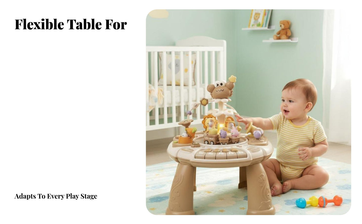 Multi-Functional Toddler Music Desk Parent-Child Interaction 2-in-1 Musical Learning Station With Lights Infant Toy Adjustable Volume for Babies 6-18 Months, Infants, Toddlers, Playroom, Nursery, Living Room, Home