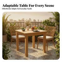 hardwood Wood Square Meal Table Multi-Purpose Square Utility Table Space-Saving Wooden Desk adaptable Use for Apartment Dwellers, Individuals, Balcony, Study Room, Kitchen, Home Office