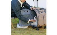 Telescoping Handle Suitcase-Style Pet Carrier Mesh Ventilation Rolling Pet Carrier Wheeled