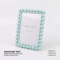 Resin Photo Frame 5x7 Inch, Decorative Picture Frame with Beaded Edge, Rectangle Display for Home Decor, Light Blue, Rose Red, Pearl White, Orange