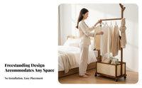 Open Design Clothes Rack with Shelves Multi-Functional Freestanding Organizer with Shelves Space-Saving Garment Stand Sturdy and Stable for Apartment Dwellers, Students, Homeowners, Entryway, Hallway, Dorm Room, Corner