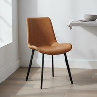 Italian Design Metal Leg Side Chair Minimalist Design Faux Leather Kitchen Chair Light Luxury Home Furniture Ergonomic Backrest for Restaurant