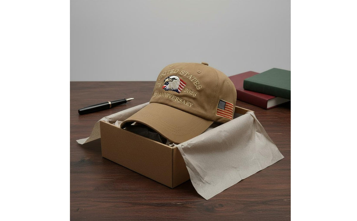 Design USA 250th Anniversary Hat Structured Front Eagle Embroidered Cap 100% Cotton Headwear Breathable Material for Outdoor Activities