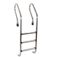 Hard-Wearing Stainless Steel Pool Ladder Curved 3-Step Pool Ladder Easy to Install Sturdy for Backyard