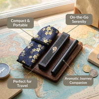 Ebony Holder Set, Portable Pouch, Classical, for Home Meditation, Calming Atmosphere, Chinese Craft Collector