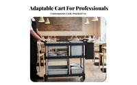 Quiet casters 3-Tier Food Trolley Rolling Casters utility Cart Easy to Clean Catering Equipment sturdyDuty for Restaurant Staff, Commercial Users, Cafeteria, Banquet Hall, Hospital, Warehouse