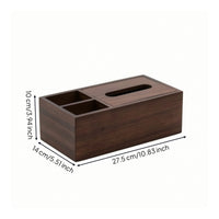 Walnut Tissue Box with Storage Compartment Stylish Tissue Box Cover Organizer Space-Saving for Office, Reception Desk