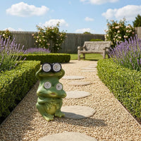 Yellow-Green Accents Solar Frog Statue Sturdy Resin Solar Frog Ornament No Wiring Outdoor Decor Energy Efficient for Courtyard