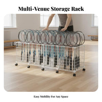 Mobile Racket Storage Cart With Wheels Badminton Paddle Racket Holder Large Capacity Sports Cart Sturdy Iron Frame for Coaches