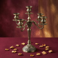 5-Arm Candelabra Ornate 5 Arm Candelabra Weighted Candle Holder Centerpiece for Event Planners, Brides, Wedding, Dining Table, Mantel