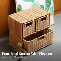 Multi-Drawer Organizer Rattan Weave Design Organizing Box Pull-amethod Drawers