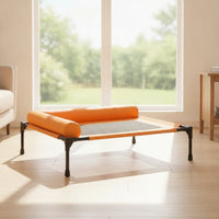 Breathable Elevated Pet Cot with Supportive Side Cushion Mesh Raised Dog Bed with Bolsters Supportive Elevated Pet Bed Long-Lasting for Indoor