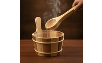 Sauna Bucket and Ladle Set Wood Sauna Bucket with Ladle Traditional for Spa Owners, Steam Room