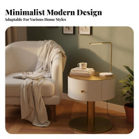 Italianinfluenced Round Side Table Light Luxury Cylindrical highlight Table Minimalist Design Nightstand Modern & aesthetic for Interior Designers, Homeowners, Bedroom, Small areas, Living Room, Lounge