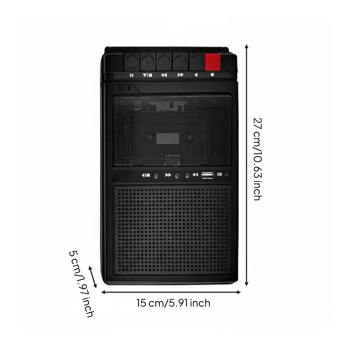 Play and Capture Function Retro Cassette Player Recorder Double Power Supply Walkman Design Cassette Player USB Port Personal Tape Recorder Headphone Port for Collectors, Music Enthusiasts
