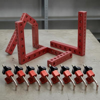 12 Pieces Printed Scale Woodworking Clamp Set Star Knob 90-Degree Clamp Red Body High Precision for Assembly