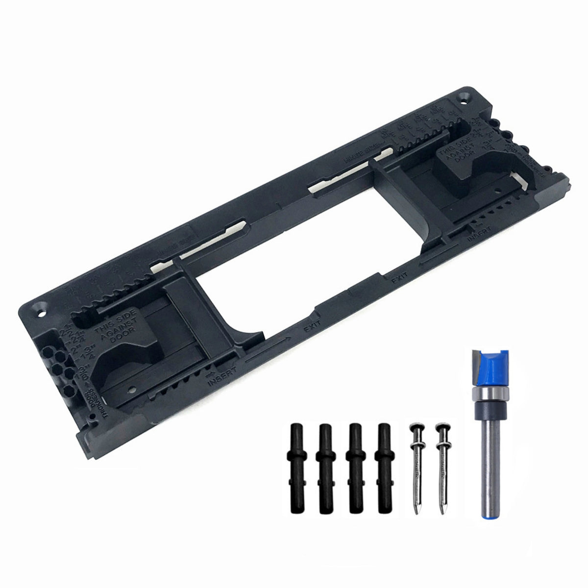 Door Hinge Template with Router Bit Adjustable Door Hinge Router Template Precision for Woodworkers, Hobbyists