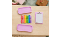 Blank Sheet 1/12 Scale Stationery Set Plastic Dollhouse Clipboard Set Molded Miniature Writing Tools Multi-Color for Scene Decoration