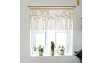 Cotton Woven Curtain with Rod Leaf Pattern Macrame Curtain Fringe Macrame Panel Decorative for Doorway