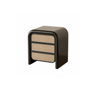 Japanese aesthetic Wicker Front Bedside Cabinet Rattan Design Nightstand Vintage Inspired Storage Furniture space-saving Size for Apartment Dwellers, Homeowners, Students, Bedroom, Living Room, Entryway, Hallway
