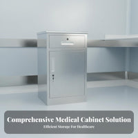 Stainless Steel Medical Cabinet Anti-Rust Pharmacy Medicine Cabinet Easy to Stainless Steel for Lab Technicians, Lab, Office, School