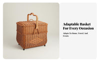 Woven design two-levellevel Lidded Basket Portable Handle Gift Hamper With Lid Household Container for New Homeowners, Newlyweds, Families, Weddings, Housewarming Parties, outdoor meals, Home Storage