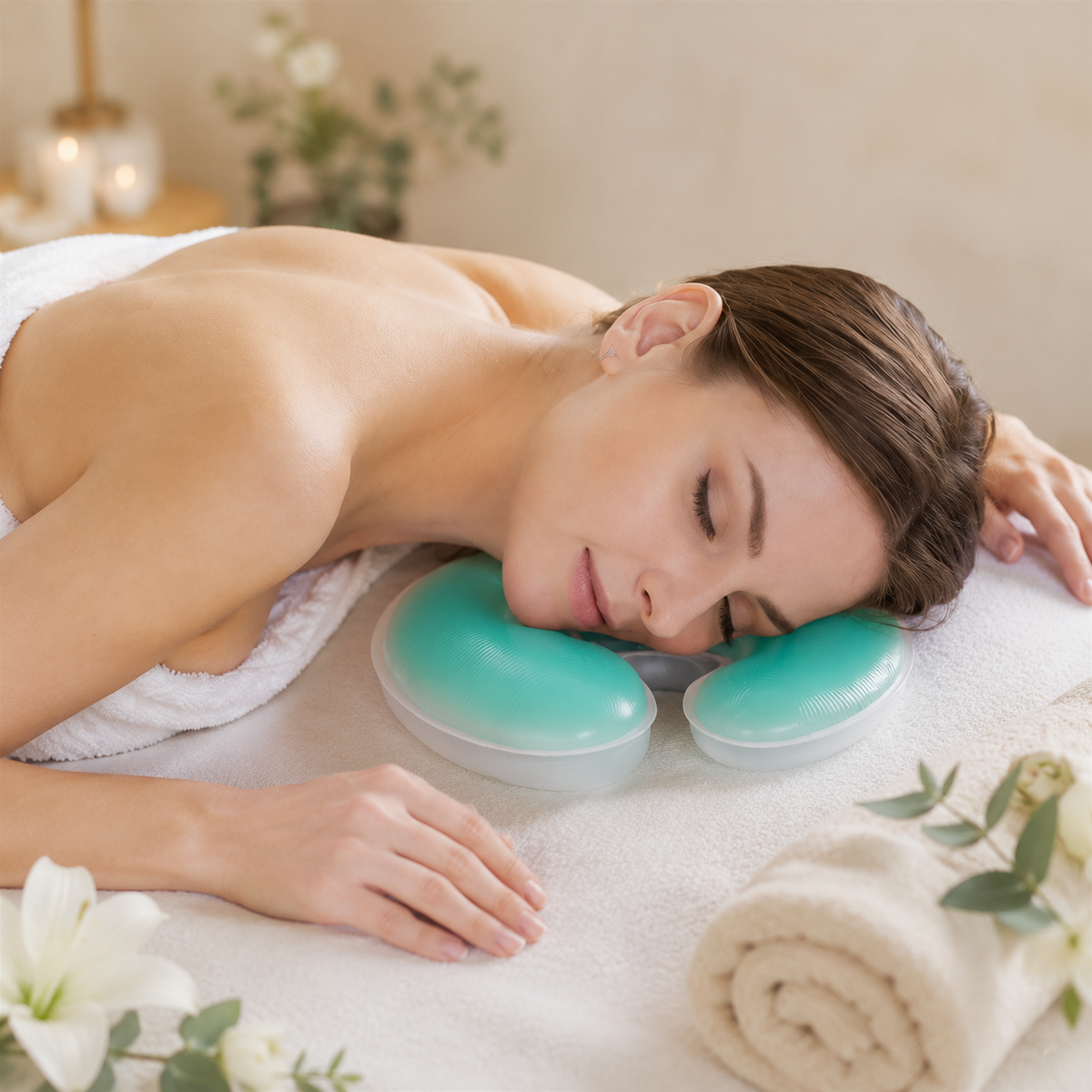 U-Shaped Silicone Face Pillow for Massage Table, Reusable Beauty Salon Cushion, Pressure-Free Facial Support