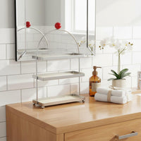 Arched Storage Rack Multipurpose Stainless Steel Cosmetic Organizer Space-Saving Arched Cup Holder Stand for Desktop, Living Room, Kitchen Counter