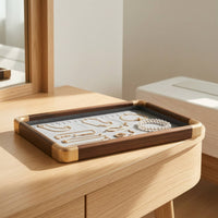 Jewelry Tray with Slots Rectangular Desktop Jewelry Display Lined for Vanity