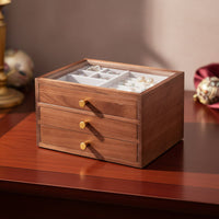 3 layer Jewelry Storage Box Large Capacity Wooden Jewelry Organizer Solid Wood Necklace Holder for Women, Girls