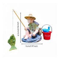 Traditional Design Chinese Fisherman Ornament Handcrafted Look Aquatic Creature Aquarium Fishing Decoration for Garden