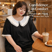 Ladies Short Sleeve Soft Shirts for Summer Casual Wear, Plus Size Women's Extended Sizes, Comfortable Breathable Material, Mid Length Design