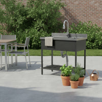 Utility Sink with Bottom Shelf Single Basin Utility Sink with Faucet Heavy Duty Easy to Clean for Homeowners, Patio, Backyard