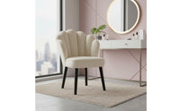 Thick Padded Seat Petal Back Vanity Chair Ergonomic Backrest Swivel Dressing Stool Includes Pillow Velvet Makeup Chair Space Saving for Women, Girls, Bedroom