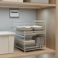 Stackable Storage Drawer Space Saving Wardrobe Shelf Organizer Easy Access Pull out Closet Shelf for Students, Dorm Room, Bedroom