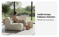 Nordic Design Curved sectional Sofa Boucle Fabric Living Room Furniture Tufted seat pad Sectional Couch High-Resilience Foam for Interior Designers, Business Owners, Apartment Dwellers, Reception Area, Hotel Lobby, Showroom, Bedroom