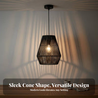 Woven Hanging Shade Retro Aesthetic Woven Hanging Lamp Rattan Lamp Shade Natural Material Wicker Lamp Fixture Easy Installation