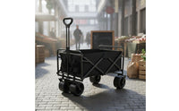 Foldable Outdoor Wagon Portable Foldable Utility Wagon Multi-Terrain Beach Wagon 360° Rotating Wheels for Camping, Gardening