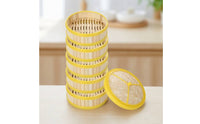5 Pieces Bamboo Steamer Basket Versatile Bamboo Steamer with Lid Cookware Compact Stackable for Home Cooks, Kitchen