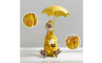 Resin Duck Figurine with Umbrella Whimsical Duck Figurine with Raincoat Cute Decoration Hand-Painted for Collectors
