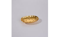Ornate Oval Tray with Scalloped Rim Embossed Tray with Scalloped Edge Compact Trinket Dish Polished for Vanity, Bedside Table