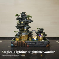 Relaxing Ambiance Feng Shui Floor Fountain Tranquil Atmosphere Large Rockery Water Fountain Mister & Humidifier Artificial Mountain Water Feature Artisan-Made for Interior Designers, Business Owners, Courtyard, Entryway, Garden, Office