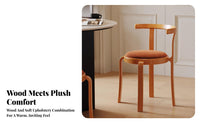 Upholstered Wooden Side Chair Retro Design Stackable Wooden Side Chair Space-Saving Curved rearrest for Hosts, Dining Room, Cafe