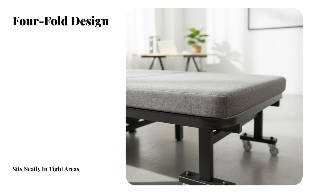 Foldable Design Adjustable Reclining Sleeper Easy Setup Single Camp Cot Sturdy Frame Folding Bed durableDuty Construction for Office Workers, Hospital Visitors, Indoor, Traveling, Camping, Patio