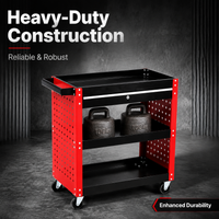 Sturdy Duty Tool Cart, 70x36x67cm Mobile Tool Storage with Locking System, 3 Drawer Tool Chest for Automotive Repair, Matte Black Steel