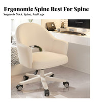 Adjustable Height Upholstered Rolling Chair 360-Degree Swivel Upholstered Rolling Armchair Stable Five-Star Base Seating Furniture Ergonomic Support for Students, Home Office Workers, Beauty Bloggers, Study Room, Bedroom, Vanity