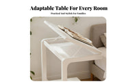 hinged lid Storage Rolling C-Shaped Side Table Multi-Functional Nightstand Mobile with casters Household Furniture Easy Assembly for Apartment Dwellers, Students, Remote Workers, Living Room, Bedroom, Small Spaces, Home Office