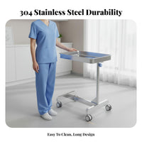 Stainless Steel Rolling Trolley Heavy Duty Movable Salon Trolley Tray Cart Medical Instrument Tray Stand for Hospital, Medical Facility, Spa