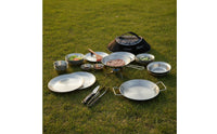 18 Pieces Thickened Camping Set with Storage Bag Brushed Camping Tableware Set Easy to Clean Mess Kit with Travel Case Rust-Resistant for Backpackers