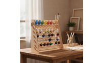 Paint Storage Organizer Tiered Paint Rack Wooden for Painters, Hobbyists, Art Room, Studio, Classroom
